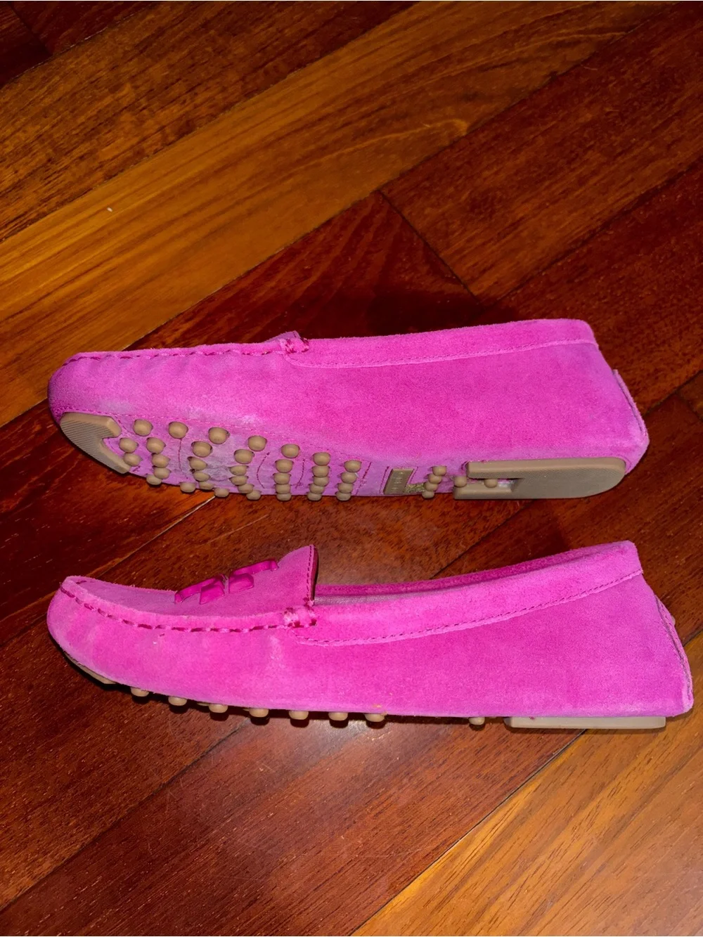 Tory Burch Hot Pink Suede Driving Loafers